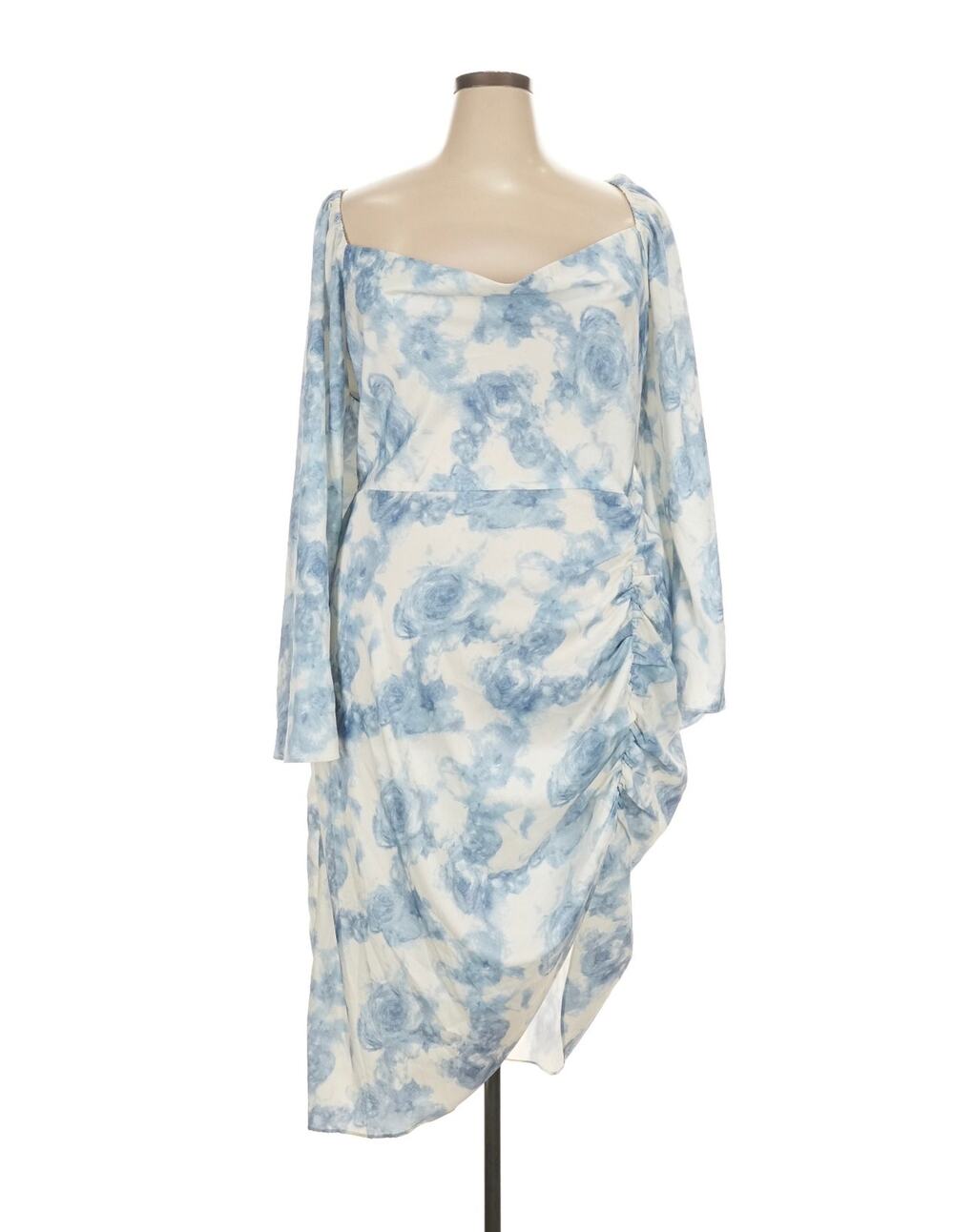 NWT Cider Draped Blue and White Floral Midi Dress Sz. 4X